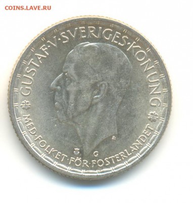 Ag. Швеция 2 кроны 1945. XF+ . до 1.04 22:00 - 9