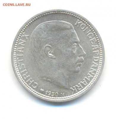 Ag. Дания 2 кроны 1930. 60 лет. XF. до 1.04 22:00 - 5