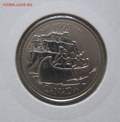 Канада. 1999. 25 центов. Каноэ. UNC. До 03 апреля 21-00 МСК - 5209973028