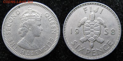 Брит Фиджи 6 пенсов 1958 до 05.04.15 в 22.00 - 392 3 Брит Фиджи 6 пенсов 1958   256