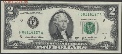 США 2 долларa 2003 F6 сер.А до 02.04.2015 21.00 мск - $2 US F6 03A obv
