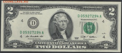 США 2 доллара 2009 D до 02.04.2015 21.00 мск - $2 US D4 09 obv