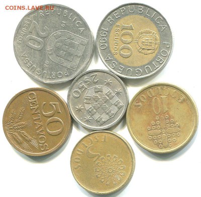 6 хороших португальских монет 1972-1990; до 31.03_22.22мск - 9156