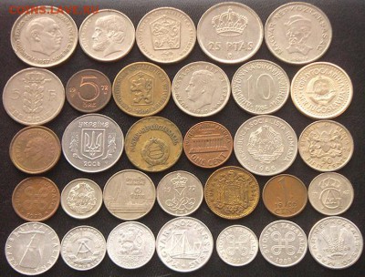 53 разные зарубежные монеты (см. описание). До 02.04_22.38мс - 9633