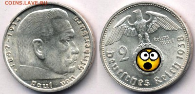 2 марки 1938 B. Гинденбург. Штемпельные - 2 марки 1938 В