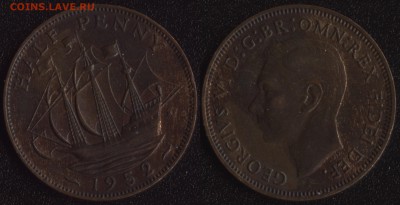 2 пенни 1952 до 22:00мск 10.04.15 - Великобритания хальф-пенни 1952