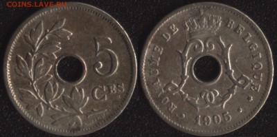 СТАРАЯ Бельгия 5 сантим 1905 [BELGIQUE] до 22:00мск 10.04.15 - Бельгия 5 сантим 1905