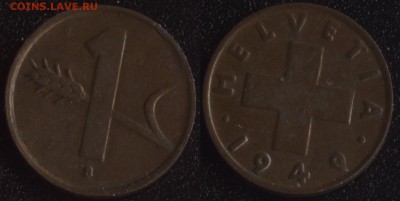 СТАРАЯ Швейцария 1 раппен 1949 до 22:00мск 10.04.15 - Швейцария 1 раппен 1949