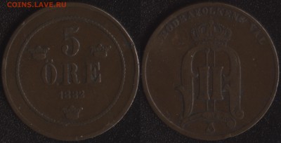 СТАРАЯ Швеция 5 эре 1882 до 22:00мск 10.04.15 - Швеция 5 эре 1882