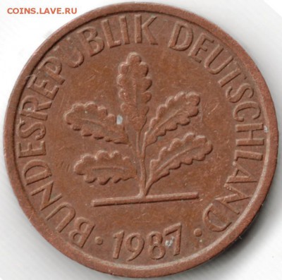 1 пфенниг 1987J ФРГ до 10.04.15 г. в 22.00 - Scan-150329-0063