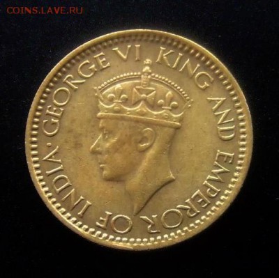 4 - Брит. Цейлон 25 центов (1943) «Георг VI» (XF) №1 А
