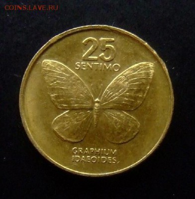 4 - Филиппины 25 сентимо (1994) «Бабочка» (мал. диам.) Р