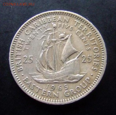 4 - Восточные Карибы 25 центов (1965) «Парусник; Елизавета II» Р