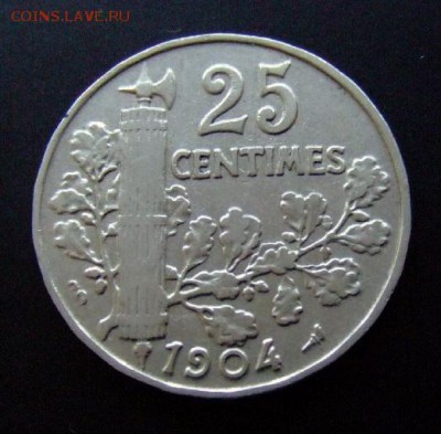 4 - Франция 25 сантимов (1904) №1 Р