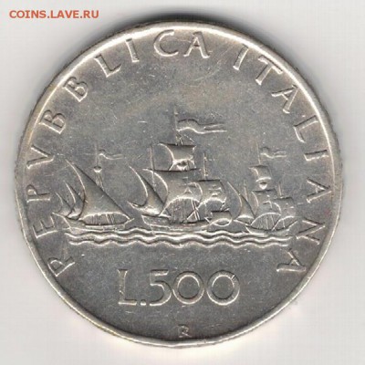 Ag ИТАЛИЯ 500 ЛИР 1959 ДО 09.04 В 22.00МСК (А867) - 5-и1
