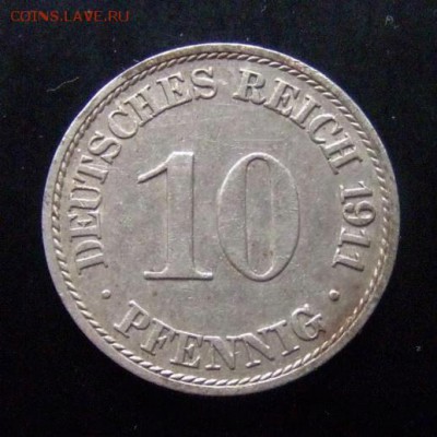 4 - Германия 10 пфеннигов (1911 А) Р