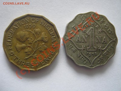 Нигерия 3 пенса 1959 г. Британская Индия 1 анна 1918 г. - Изображение 4932
