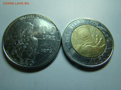 Монеты Италии 100 и 500 лир FAO 22.10 мск 12.04.2015 - DSC08514.JPG