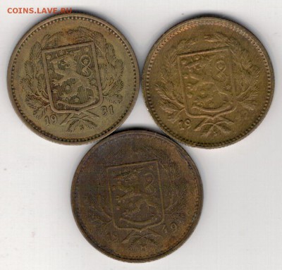 Финляндия 5 марок 1931-49 (3шт) до 13.04 в 22.00мск (А969) - 4-ф5м