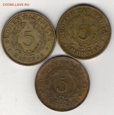 Финляндия 5 марок 1931-49 (3шт) до 13.04 в 22.00мск (А969) - 4-ф5м1