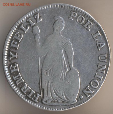 ПЕРУАНА 2 реала  1841г. предпродажная оценка. - 92