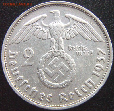 Германия (3-й Рейх)_2 рейхсмарки 1937(F); до 10.04_22.08мск - 9448