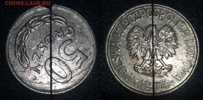 Браки на иностранных монетах - 50 грошей 1974
