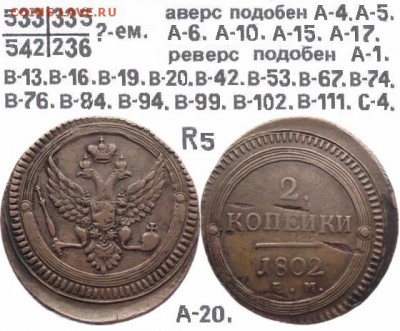 Поштемпельные разновидности двухкопеечников 1802 года ЕМ. - 20