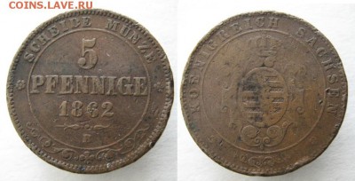 Саксония 5 пфеннигов 1862: до 18.04.15 в 22.00 - Саксония 5 пф 1862  012