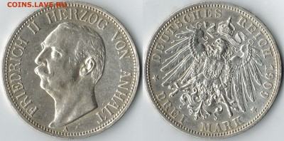 3 марки Ангальт 1909г до 19.04.15 22.00мск есть блиц - 3
