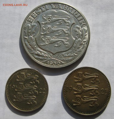ЭСТОНИЯ 1 марка 1922, 3 марки 1925, 2 кроны 1930.Серебро. - 007.JPG