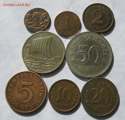 ЭСТОНИЯ 1 крона,1,2,5,10,20,50 сенти 1929-1936+1 сент 1939. - 024.JPG