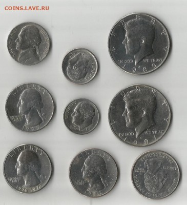 Монеты США 9 штук 1967-1989 - сша0002