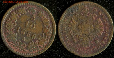 10 крейцера 1858А  до 22:00мск 17.04.15 - Австрия 0,5 1858