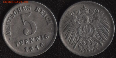 Германия 5 пфеннигов 1916F [железо] до 22:00мск 17.04.15 - uthvfybz 5 1916