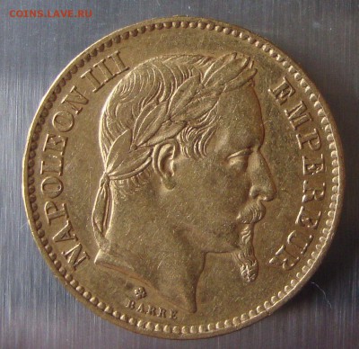 20 франков,  1867 г., золото до 17.04.15 21-30 Москвы - ER5