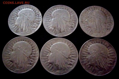 5 злотых 1933-34гг 6 монет до 23 апреля - ав