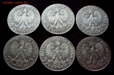 5 злотых 1933-34гг 6 монет до 23 апреля - рев