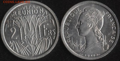 Французские колонии по ФИКСированной цене - Реюньон 2 франка 1948