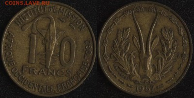 Французские колонии по ФИКСированной цене - Западная Африка 10 франков 1957