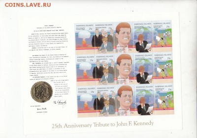 марки Маршаловы острова Кеннеди лист 1988 - 16