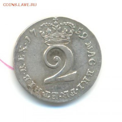 Ag. Британия 2 пенсa 1759. Георг II. XF. до 22.04 22:00 - 20