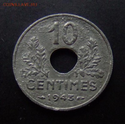 4 - Франция 10 сантимов (1943) «Режим Виши» цинк Р