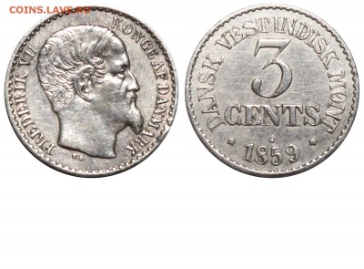 Дания - Датская Вестиндия 3 цента 1859 Фредерик 7