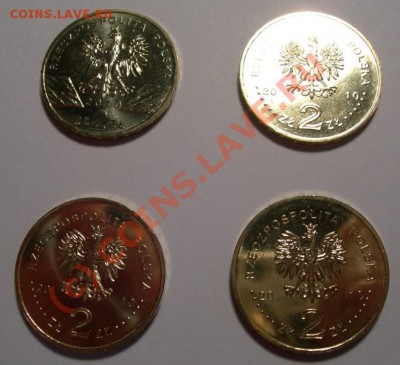 Польша Юбил.2 злотых 2010г 4 шт. до 27.06.2010г 22 00 - 2avers