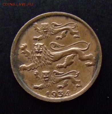 4 - Эстония 2 сенти (1934) (XF) №3 А