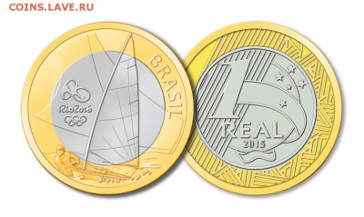 Монеты с Корабликами - 2015 1 реал Парусный спорт