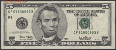 США 5 долларов 2001 F6 до 25.04.2015 21.00 мск - $5 US F6 01 obv