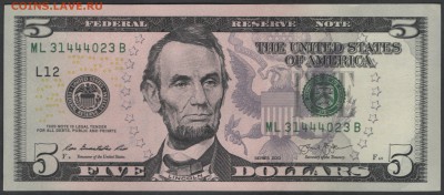 США 5 долларов 2013 L12 до 25.04.2015 21.00 мск - $5 US L12 13 obv