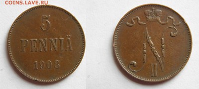 5 пенни 1908 шоколадная патина ! до 30.04.15 22-00 мск - 5-1908